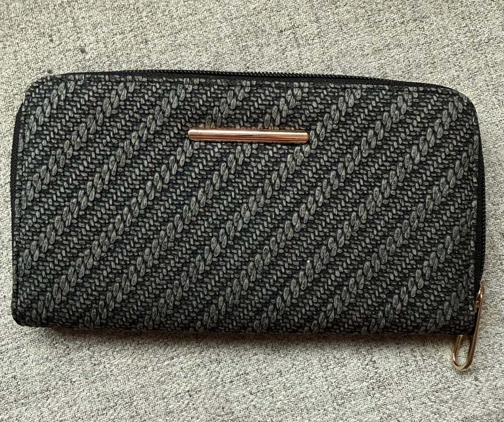 Jolene Couture Black and Grey Textured Zip Around Wallet